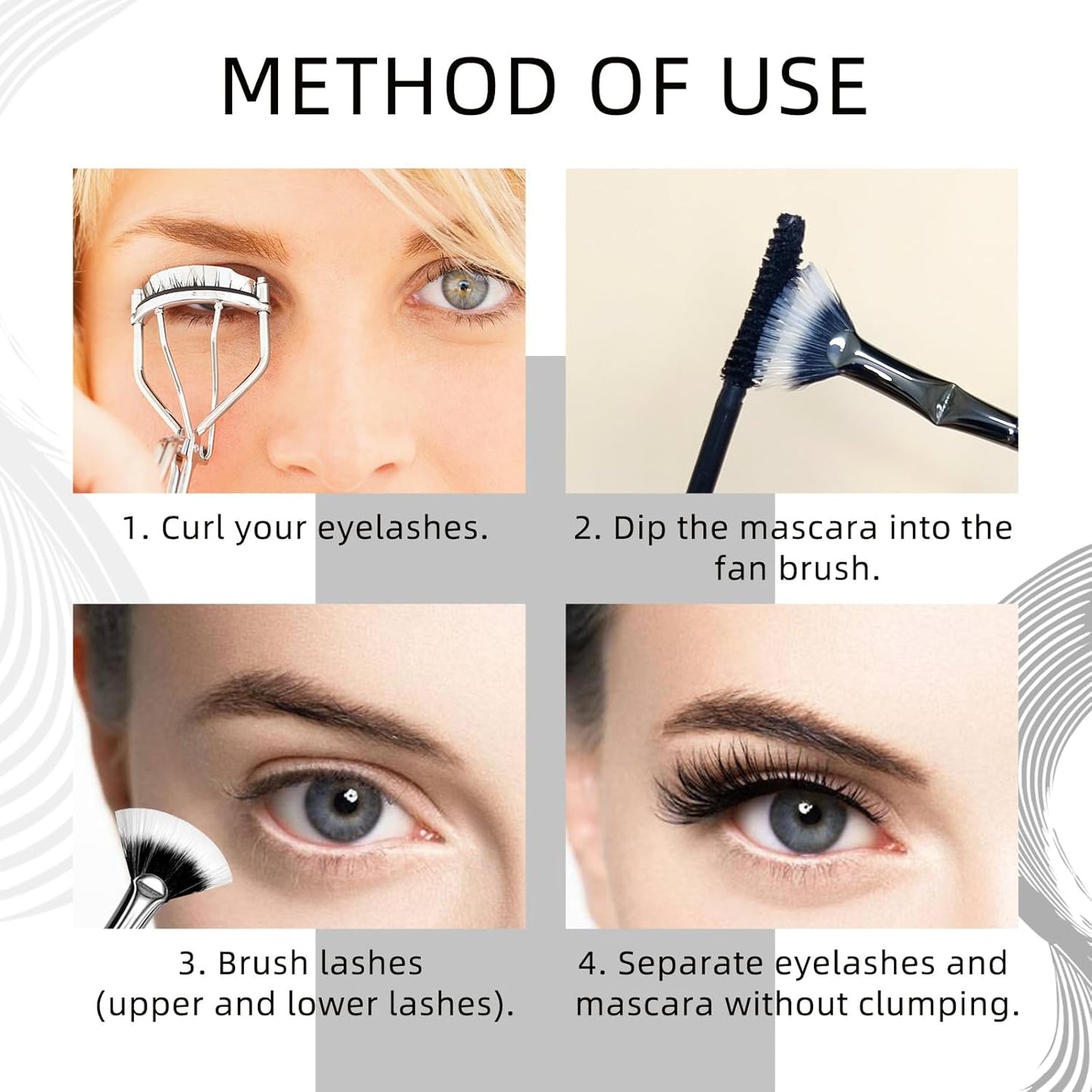 Fan Mascara Brushes, 3Pcs Eyelash Brush, Eyebrow Brush Lash Wand for Lashes, Facial Fan Brush for Eyelash Clumping. (Fan brush)-FemmiqueWomen