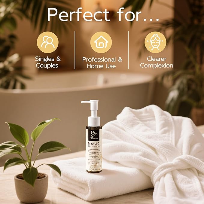 Magic Body Firming Oil, 3.38 FL OZ, Korean Skin Care Post-Shower Body Oil for Women – With 767,000ppm Jojoba Oil,to Tighten, Hydrate & Nourish Dry Skin, Lightweight & Non-Greasy for Full Body Use-FemmiqueWomen