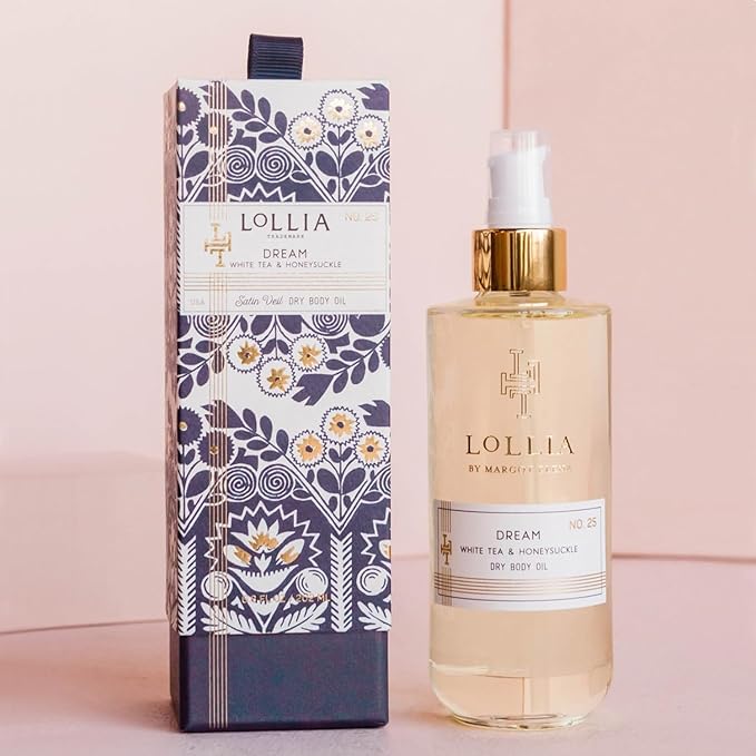 LOLLIA Dream Dry Body Oil, 6.8 Fl. Oz. – White Tea & Honeysuckle – Women’s, Scented, Moisturizing, Dry Body Oil for Women, For All Skin Types-FemmiqueWomen