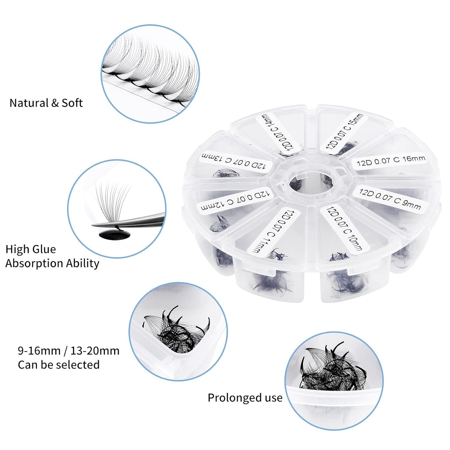 Pre-made Fans Eyelash Extension 500+6D Loose Volume Fans C Curl Premade Volume Fans 9-16mm-FemmiqueWomen