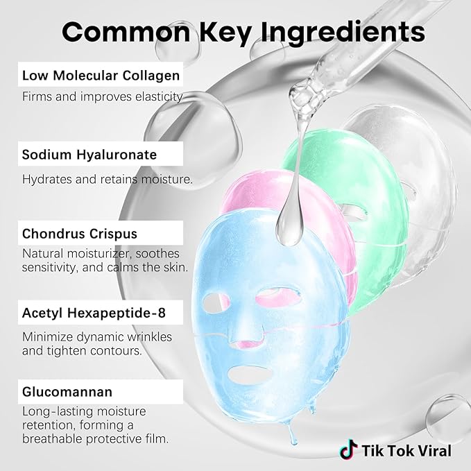 ISTON 4-in-1 Bio-Collagen Real Deep Mask Set -Plump Sagging Skin,Deep Hydration,Soothe & Repair,Nourish & Firm, Overnight Hydrogel Mask for All Skin Type-FemmiqueWomen