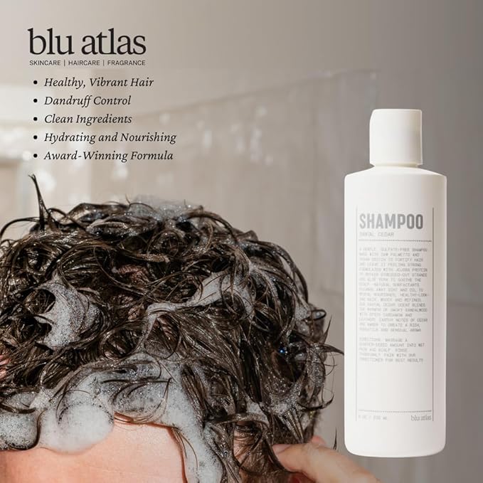Blu Atlas Men's Natural Shampoo – Organic, Sulfate-Free, Paraben-Free – Deep Cleansing & Hydrating – Santal Cedar Scent – Made in America – 8 oz-FemmiqueWomen