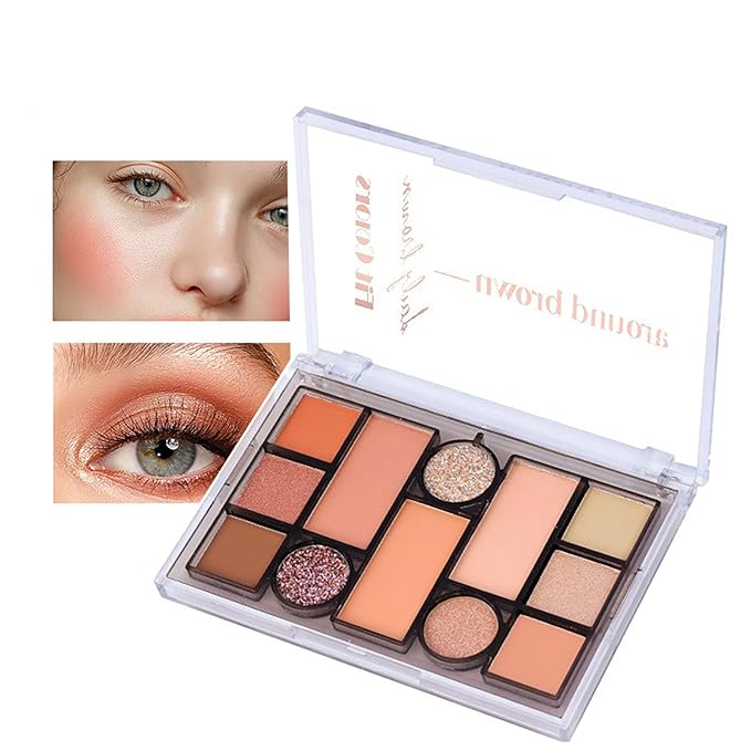 12 Colors Nude Eyeshadow Palette Travel Size Makeup, Matte Shimmer Eye Makeup, Naturing-Looking, High Pigmented Blush Eyebrow Kits, Big Artist Neutral Makeup Palette for Face Cosmetics (01)-FemmiqueWomen
