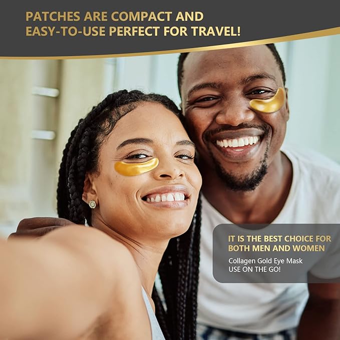 24K Gold Eye Mask, 30 Pairs, Natural Anti-aging Eye Pads for Puffy Eyes, Dark Circles, and Eye Bags with Amino Acid & Collagen, with Revitalize and Hydrate Your Skin-FemmiqueWomen