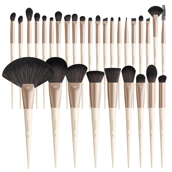 docolor Makeup Brushes Professional 30Pcs Make up Brushes Set Premium Synthetic Kabuki Foundation Blending Brush Face Powder Blush Concealers Eye Shadows Beige-FemmiqueWomen