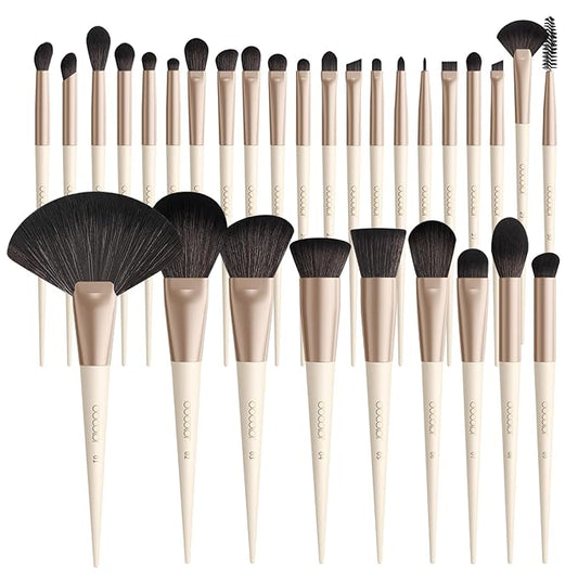 docolor Makeup Brushes Professional 30Pcs Make up Brushes Set Premium Synthetic Kabuki Foundation Blending Brush Face Powder Blush Concealers Eye Shadows Beige-FemmiqueWomen