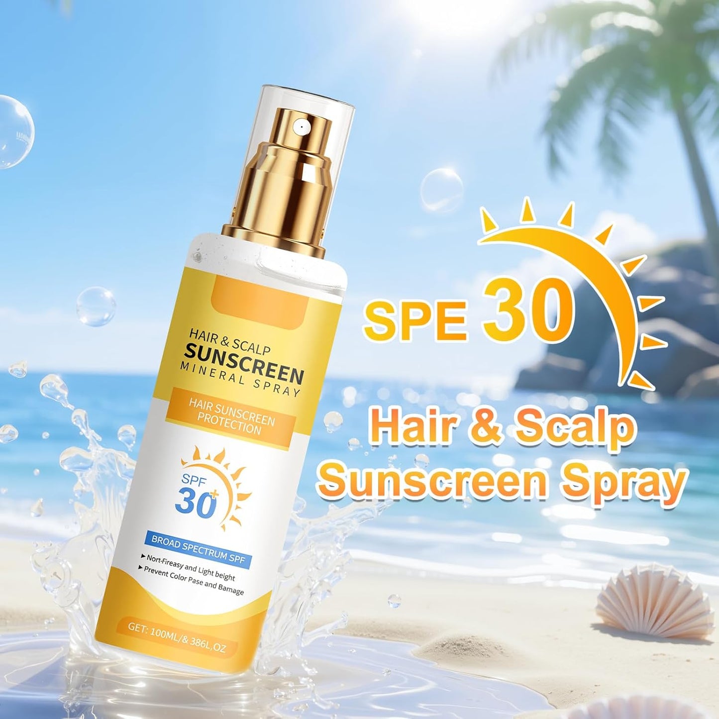 Ultimate Hair & Scalp Sunscreen Spray SPF 30 | Hair and Scalp Sunscreen Spray | Color-Lock UV Shield for Dyed/Highlighted Hair,Travel-Size Scalp Sunblock Prevents Fading & Dryness(1PCS)-FemmiqueWomen