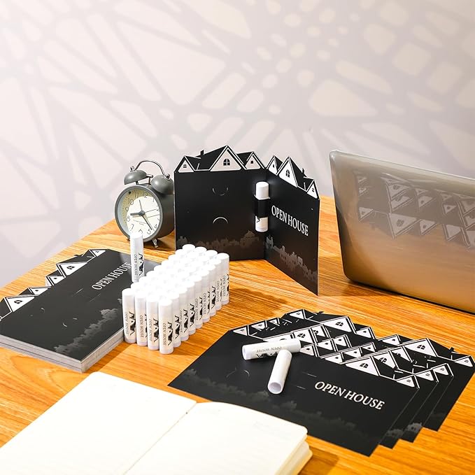 25 Pcs Open House Lip Balm with Cards Real Estate Agent Supplies Lip Moisturizer Moisturizing Lip Balm Bulk Moisturizing Lip Balm Stick for Open House Business Advertising Events-FemmiqueWomen