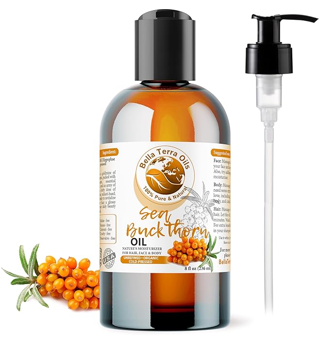Bella Terra Oils - Organic Sea Buckthorn Oil 8oz - Cold-Pressed Treasure, Bursting with Omega-3 & Omega-6, A Radiant Glow in Every Bottle-FemmiqueWomen