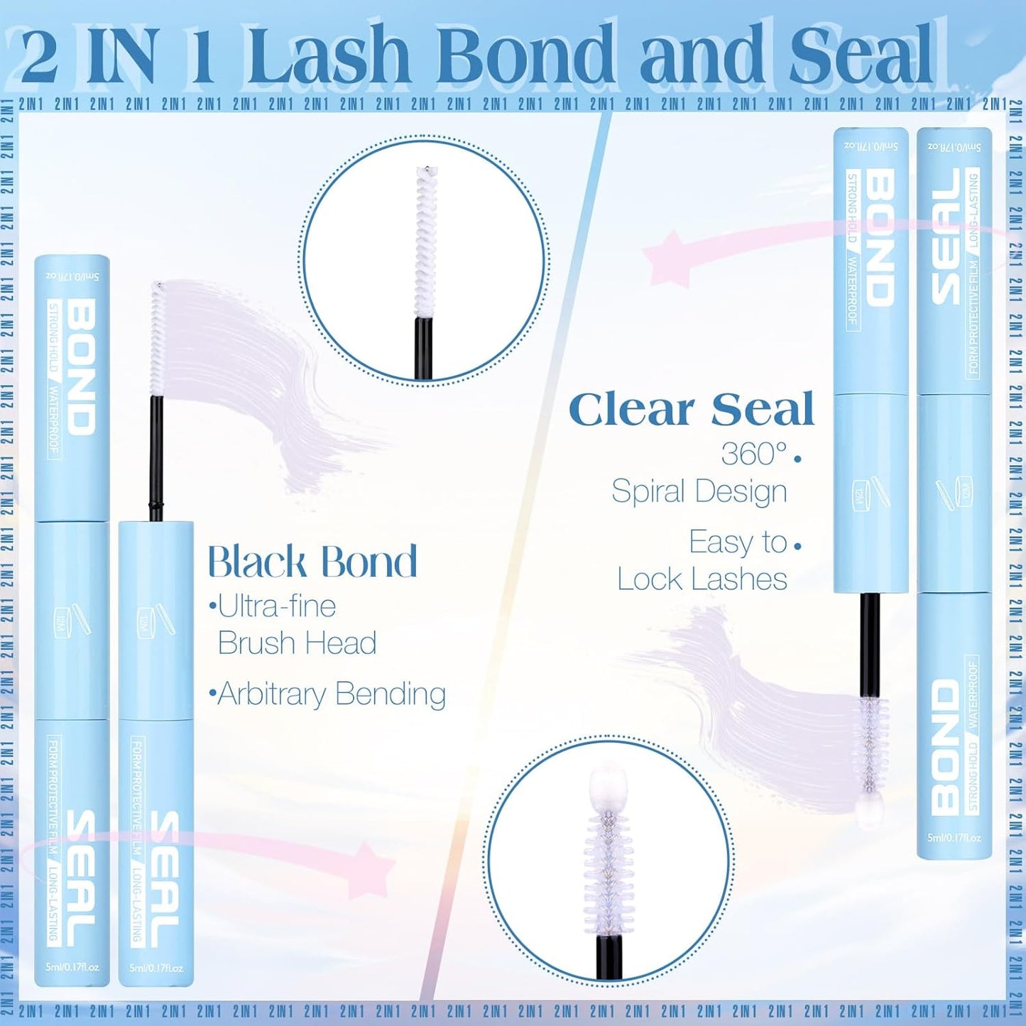 Lash Cluster Glue Waterproof Lash Glue Lashes Bond and Seal Clear Eyeash Glues for Lashes Extension Long Lasting Eyelash Adhesives by zanlufly-FemmiqueWomen