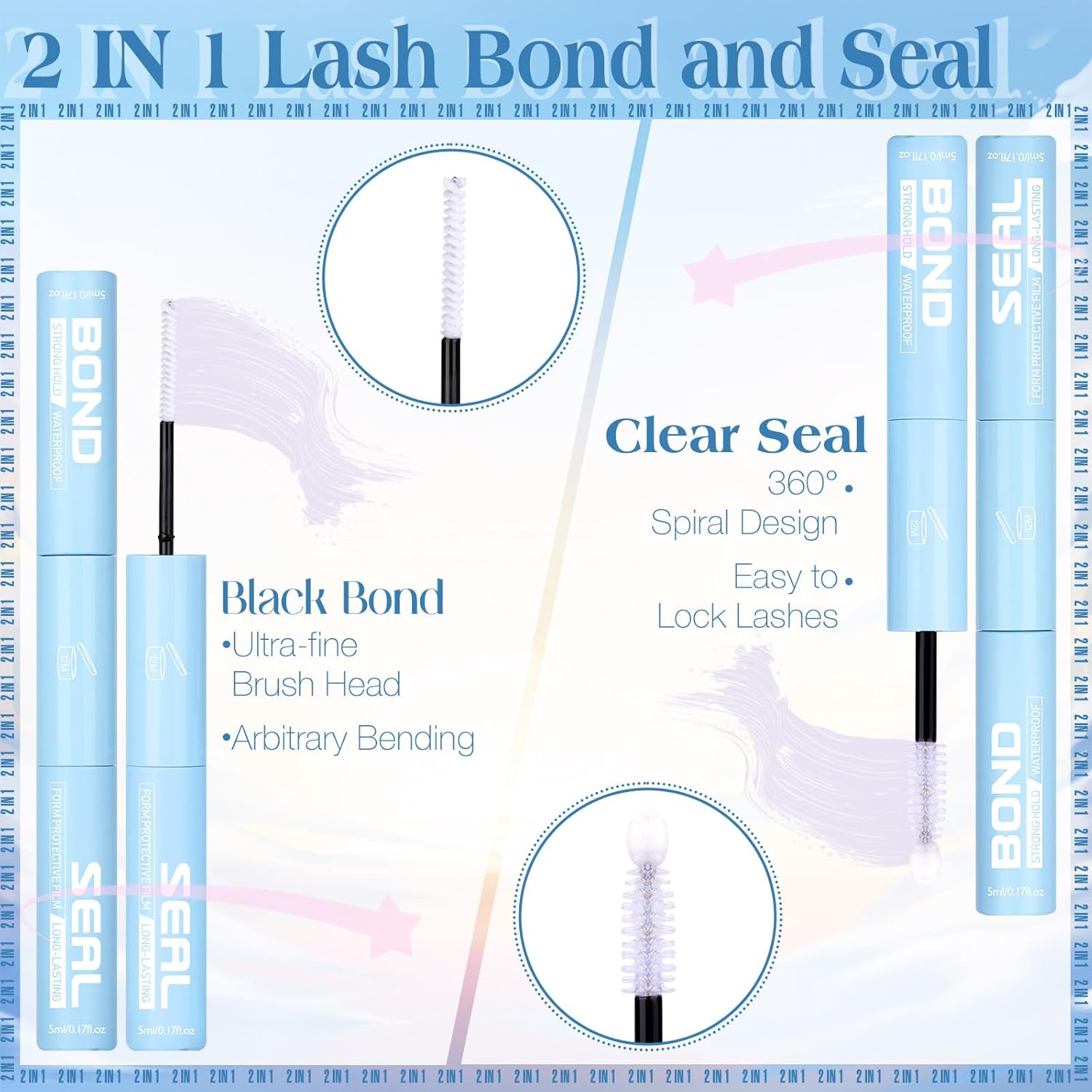 Lash Cluster Glue Waterproof Lash Glue Lashes Bond and Seal Clear Eyeash Glues for Lashes Extension Long Lasting Eyelash Adhesives by zanlufly-FemmiqueWomen