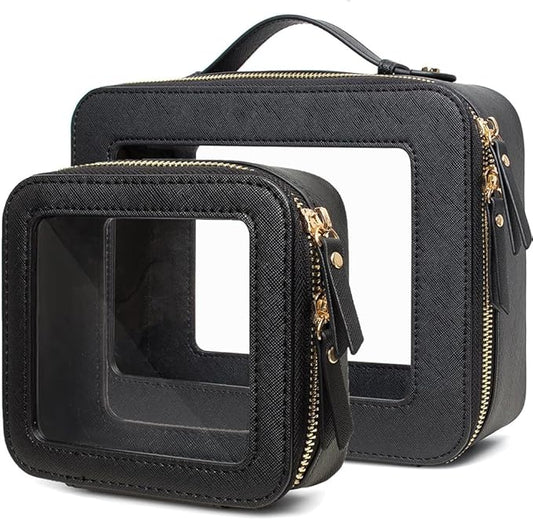 Clear Makeup Bag Small, TSA Approved Portable Toiletry Bag with Zipper Cosmetic Travel Bag Makeup Organizer Case Mini Makeup Pouch for Purse Car Organizer Bag for Women Men-FemmiqueWomen