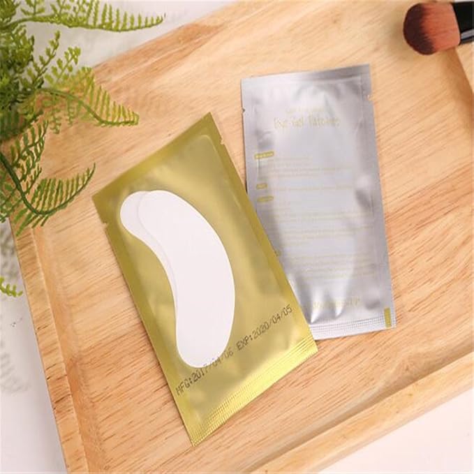 100 Pairs Set，Eye Gel Patches,Under Eye Pads Lint Free Lash Extension Eye Gel Patches for Eyelash Extension (gold)-FemmiqueWomen