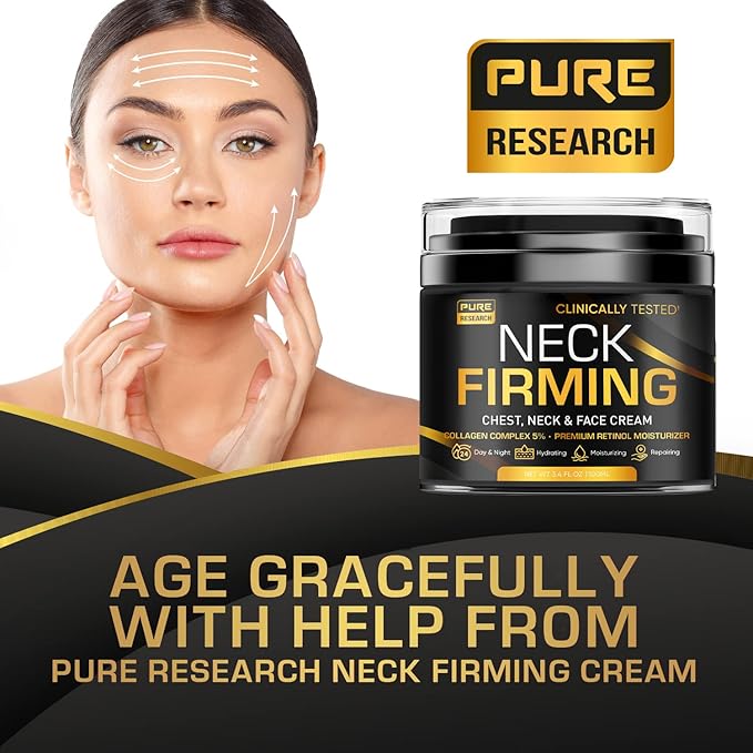 Neck Firming Cream - Anti Wrinkle Cream - Saggy Neck Tightener & Double Chin Reducer Cream - Collagen & Retinol Skin Tightening Cream - Anti Aging Moisturizer for Neck & Décolleté 3.4oz-FemmiqueWomen
