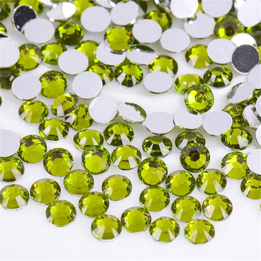 1500 Pieces SS16 4mm Flatback Rhinestones Clear Glass Round Gems Crystals for Nail Art DIY Crafts Clothes Shoes Bags （Olive Green）-FemmiqueWomen
