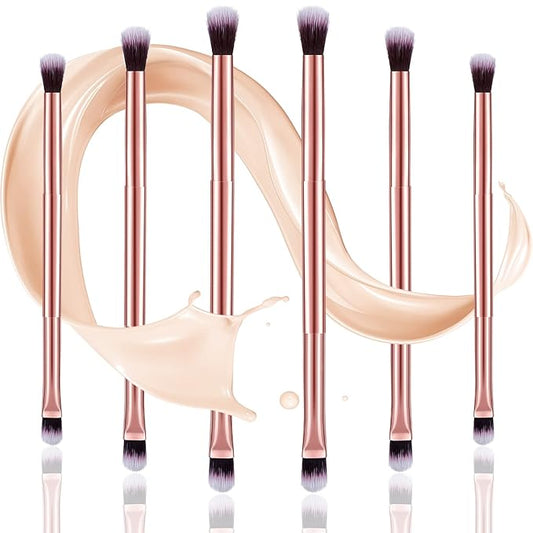 6 Pcs Eyeshadow Smudge Brush 2-in-1 Eyeshadow 2 Double Ended Make Up Brush Concealer Cosmetics Under Eye Small Soft Firm Pointed Foundation Makeup Applicator for Blending Eye Shadow Liner-FemmiqueWomen