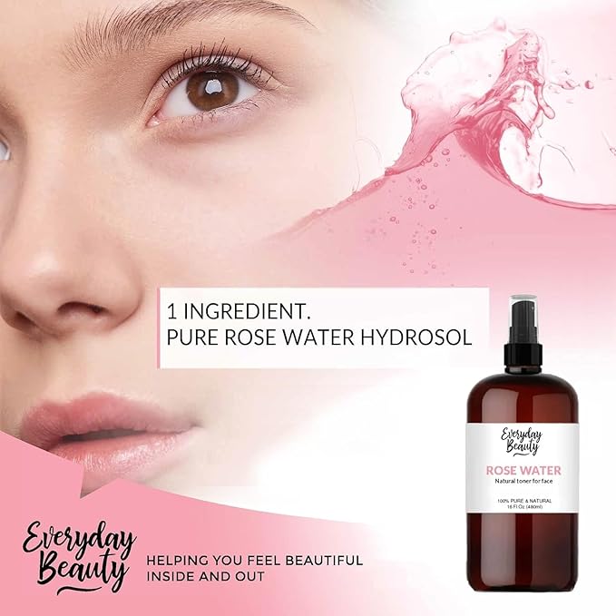 Rose Water Facial Toner - 16oz Bulk Alcohol-Free Vegan All Natural Refreshing for Face and Hair - Uplifts, Calming & Soothing for All Skin Types-FemmiqueWomen