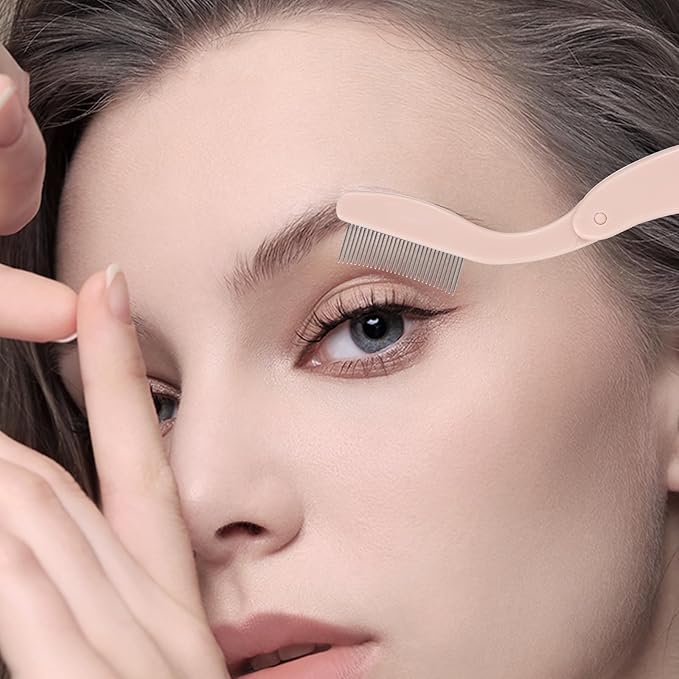 Eyelash Comb MSQ Eyelash Separator Tool Eyelash Comb Separator Folding Eyelash Brush Separator Lash Comb for Eyelash Makeup Brush (khaki)-FemmiqueWomen