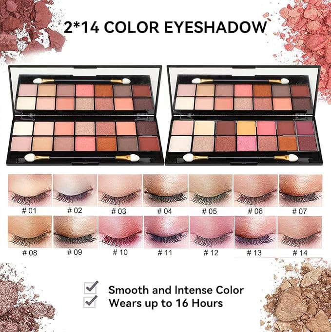 28 Pieces Makeup Kit for Women Full Kit, Eyeshadow Palette,Lip Gloss Set,Lipstick,Blush,Foundation,Concealer,Mascara,Eyebrow Pencil,Include Makeup Brush Set,Professional Makeup Kit for Teens-FemmiqueWomen