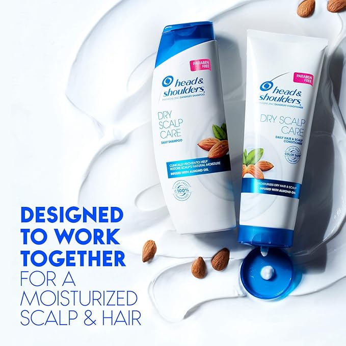 Head & Shoulders Shampoo, Daily-Use Anti-Dandruff Paraben Free Treatment, Dry Scalp Care with Almond Oil, 32.1 fl oz, Twin Pack-FemmiqueWomen