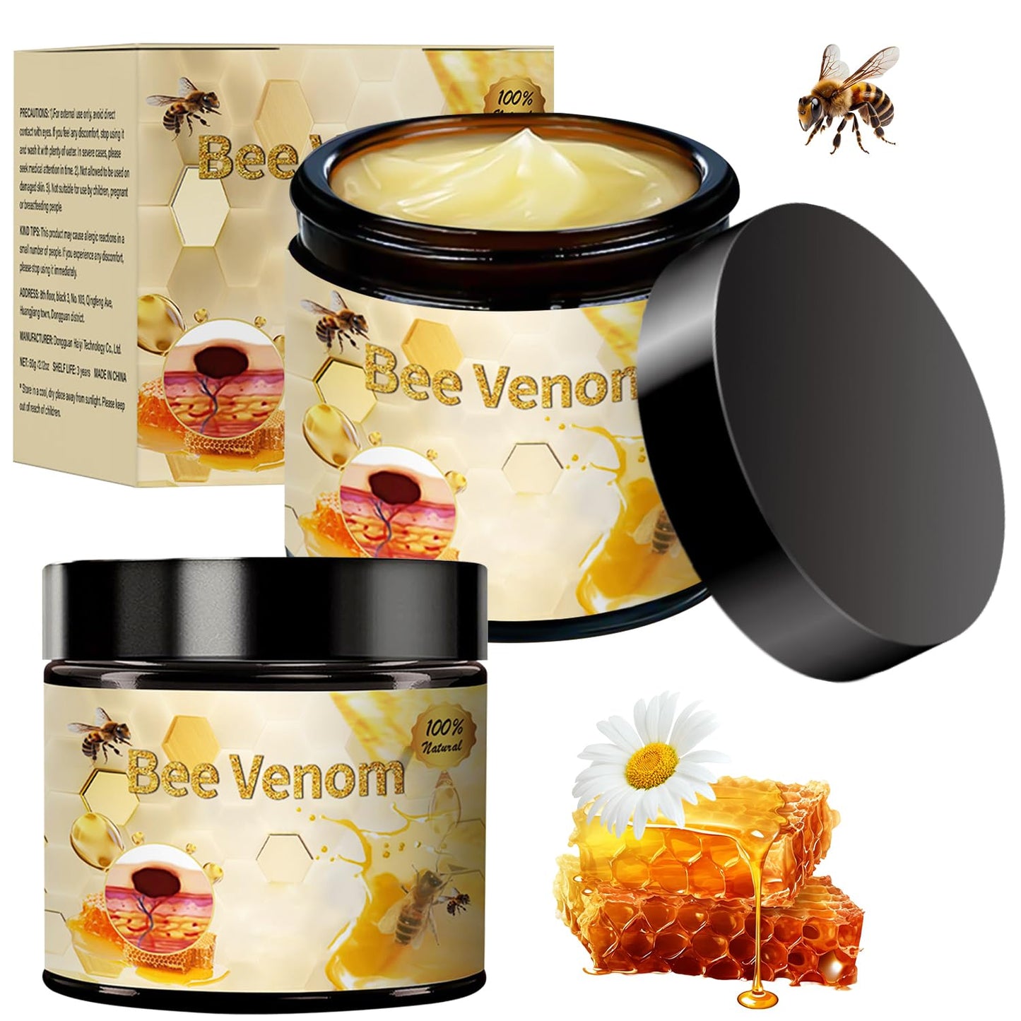 Bee Venom Treatment, New Professional Bee Venom Repair Cream,Bee Venom Moisturizing Gel, Natural Bee Venom Repair Cream, for All Types (2pcs)-FemmiqueWomen
