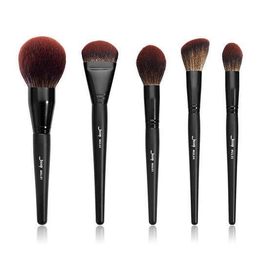 Jessup Large Face Makeup Brushes 5pcs, Premium Synthetic Foundation Powder Contour Blusher Highlighter Brush, Phantom Black T273-FemmiqueWomen
