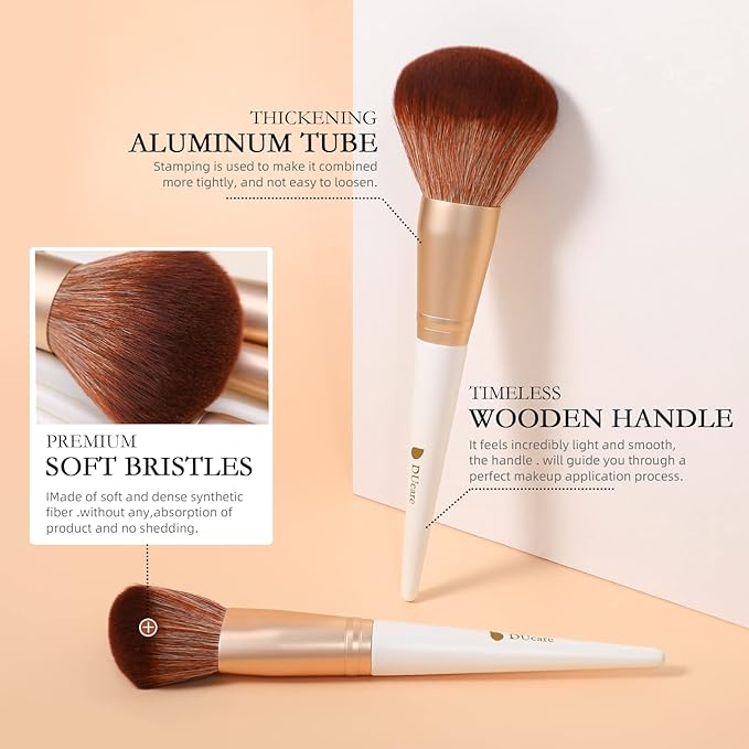 DUcare Makeup Brushes with Bag - 14Pcs Professional Synthetic Make Up Brushes Set for Blush Concealer Foundation Bronzer Powder Eyebrow Contour Eyeshadow Blending Makeup Brush Set Mekaup bag, White-FemmiqueWomen