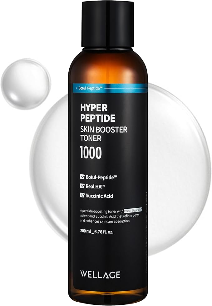 WELLAGE Hyper Peptide Skin Booster Face Toner - Korean Beauty Facial Astringent, Infused Peptide PHA, Anti-Aging, Wrinkle & Elasticity Improvement - for Uneven Texture, Reduces Pores, 6.76 fl.oz.-FemmiqueWomen