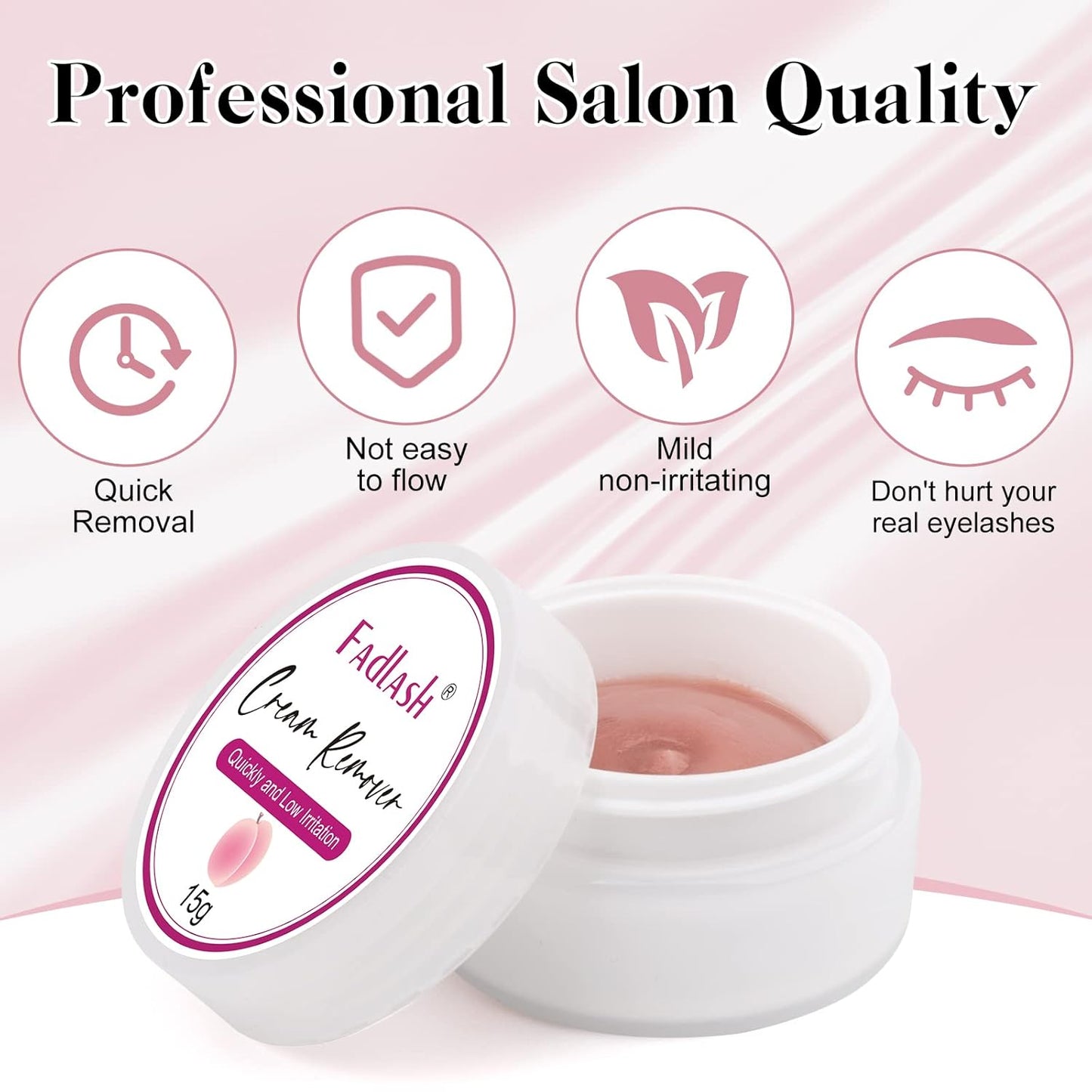 Eyelash Extension Remover 15g Cream Lash Extension Remover Quickly and Low Irritation Lash Remover for Lash Extensions Eyelash Glue Remover for Salon Lash Glue Remover by FADLASH (Peach)-FemmiqueWomen
