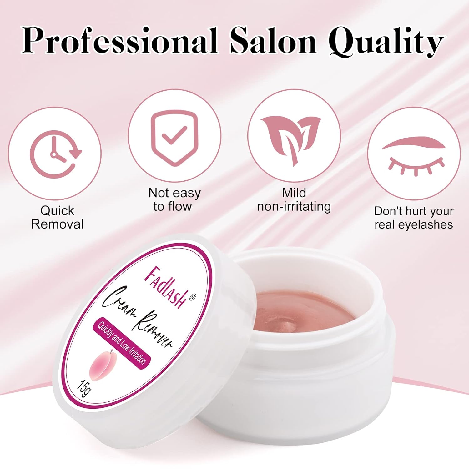 Eyelash Extension Remover 15g Cream Lash Extension Remover Quickly and Low Irritation Lash Remover for Lash Extensions Eyelash Glue Remover for Salon Lash Glue Remover by FADLASH (Peach)-FemmiqueWomen