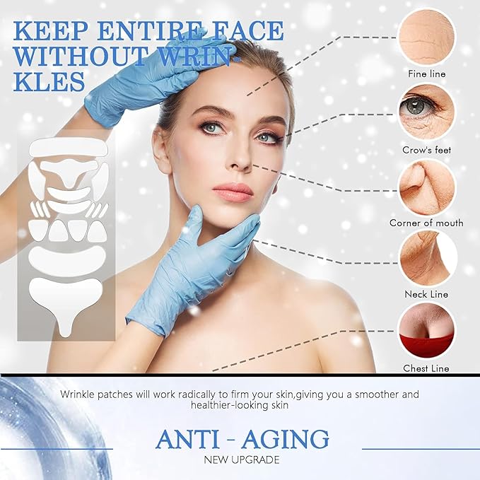 18 Pcs Wrinkle Patches，Reusable Silicone Face, Forehead, Neck & Chest Wrinkle Pads – Anti Aging Overnight Facial Smoothing Pads for Fine Lines, Decollete Care, Skin Rejuvenation-FemmiqueWomen