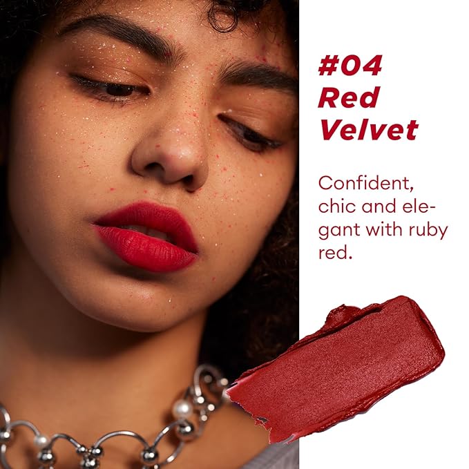 ITY Velvet Matte Finish Lip Stain-Mousse Textured Pudding Pot Lip Clay, Red Shade, Dual-Use as Lipstick and Blush, Conceals Lip Lines, Rich Pigment, 0.21 oz (6g) in Red Velvet-FemmiqueWomen