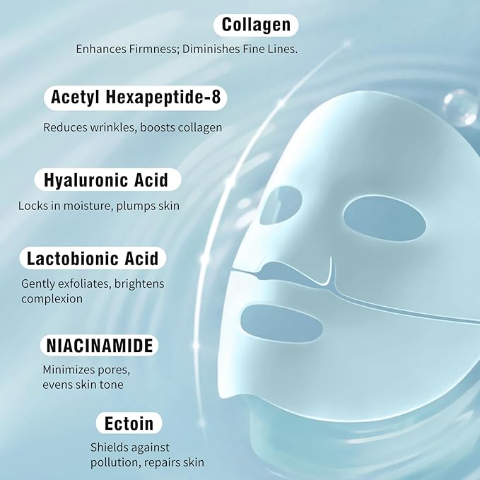 ISTON Overnight Collagen Face Mask - Intense Hydration & Anti-Aging - With 5 Hyaluronic Acids, Peptides & Plant Extracts - Reduce Fine Lines, Plump Skin, Minimize Pores -4Pack-FemmiqueWomen