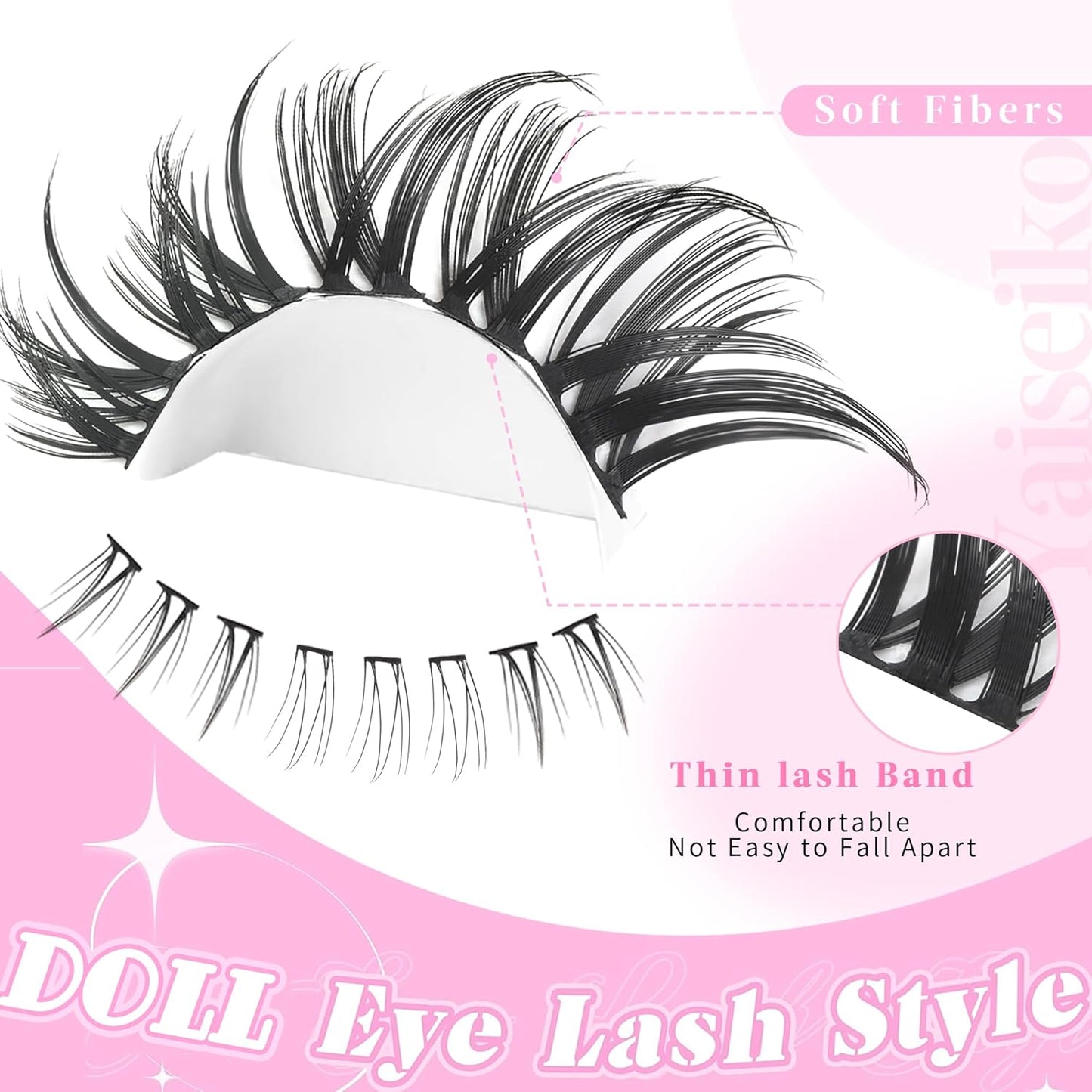 Lash Clusters With Bottom Lash Clusters Doll Eyelashes Cluster Lashes Natural Look DIY Lash Extension Lashes 118 Pcs Left&Right Cluster Eyelashes Extensions Wispy Lashes Fluffy Eyelash Clusters-FemmiqueWomen