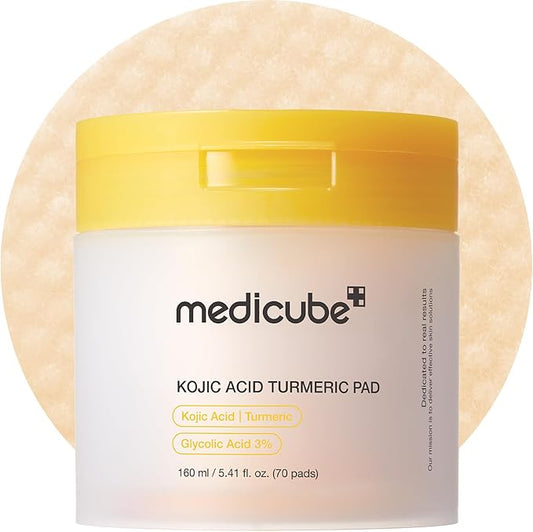 medicube Kojic Acid Turmeric Clarifying Toner Pad for Troubled Skin & Use After Spot Care | Soothing & Calming with Kojic Acid, Turmeric, Niacinamide, and Glycolic Acid | Korean Skin Care, 70 Pads-FemmiqueWomen