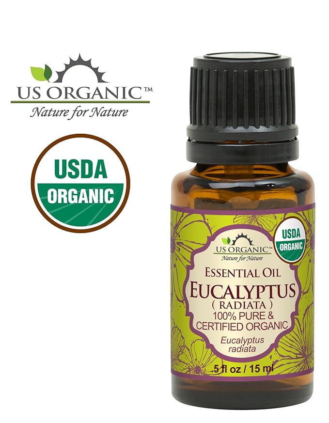 US Organic 100% Pure Eucalyptus Essential Oil (Radiata) - USDA Certified Organic, Steam Distilled - W/Euro droppers (More Size Variations Available) (15 ml / .5 fl oz)-FemmiqueWomen