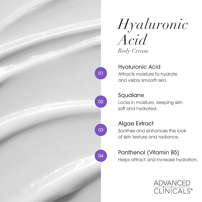 Advanced Clinicals Hyaluronic Acid Face Moisturizer Gel Cream + Hyaluronic Acid Body Cream 2pc Hydrating Skincare Set For Women & Men To Reduce Appearance Of Dry Skin, Wrinkles, & Fine Lines, 2pc Set-FemmiqueWomen