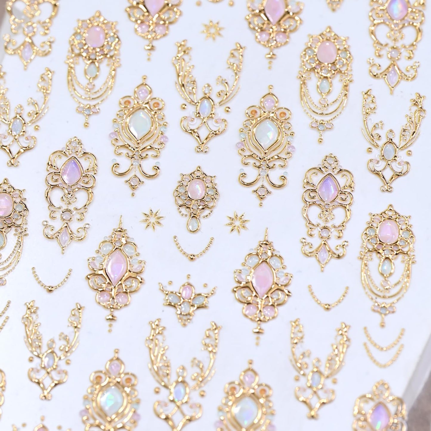 1 Sheets Gold Nail Stickers for Nail Art Holographic Laser Embossed Nail Art Stickers Gems Designs Nail Decals 5D Self-Adhesive Summer Fall Nail Decoration for Women Nail Supplies-FemmiqueWomen