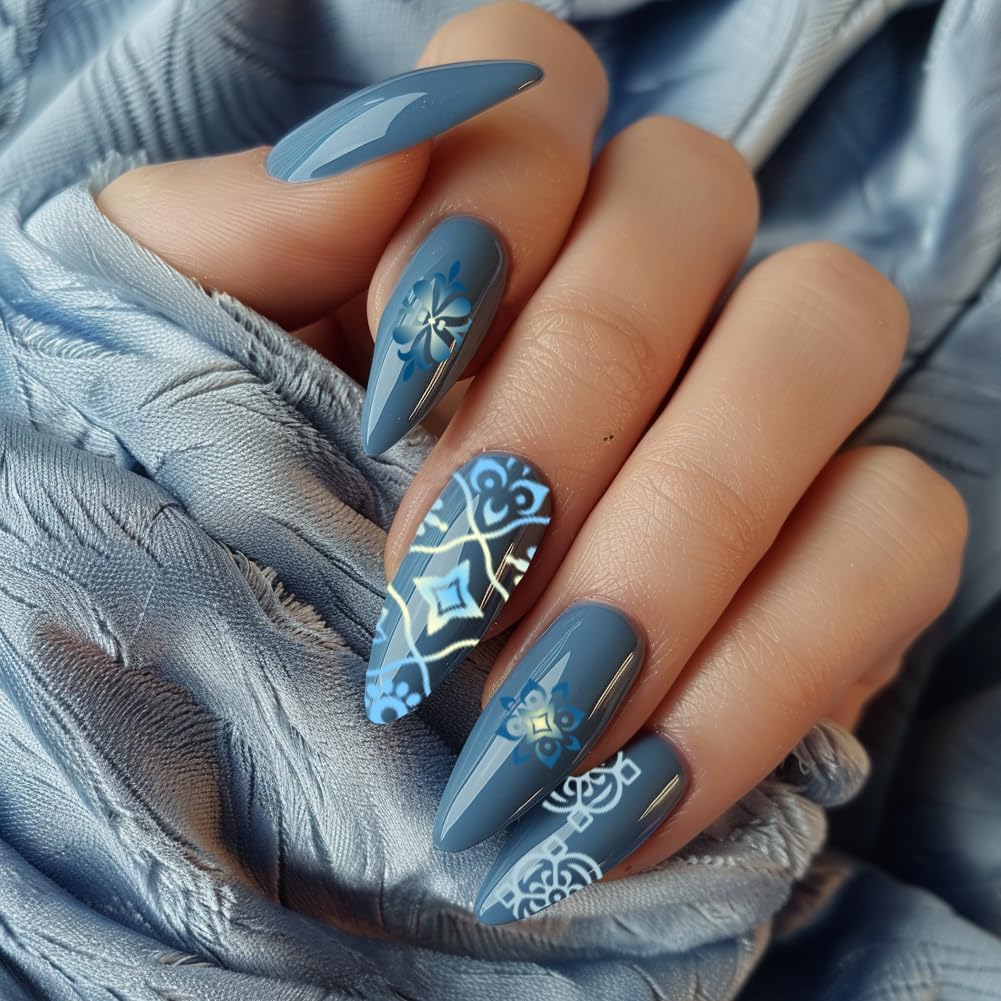 3Pcs Geometric Nail Stamping Templates Celadon French Tip Nail Art Stamp Plates Image Plate Stainless Steel DIY Reusable Tools for Manicure Printing-FemmiqueWomen