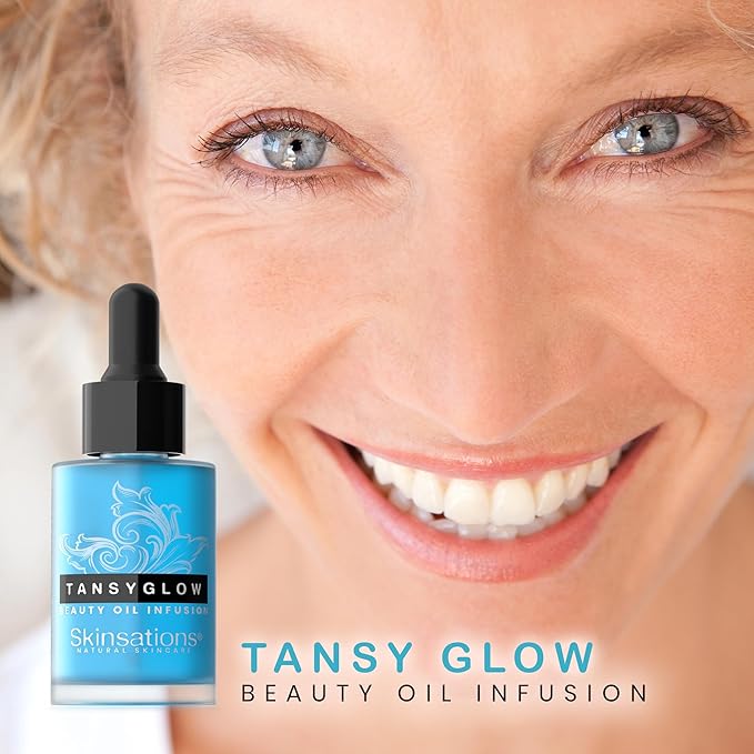Skinsations - Balancing Face Oil Infusion - TANSY GLOW - Soothing and Calming, Skin Regenerative, Hydrating, Anti-Aging Skin Care - Blue Tansy, Neroli Oil, Chamomile, Moringa Oil, Vitamin C, Vitamin E-FemmiqueWomen