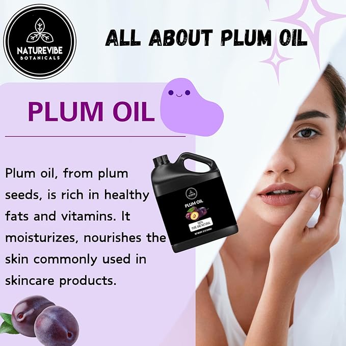 Naturevibe Botanicals Plum Oil 32 Ounces | 100% Pure and Natural | Great for Skin Care and Hair Care-FemmiqueWomen