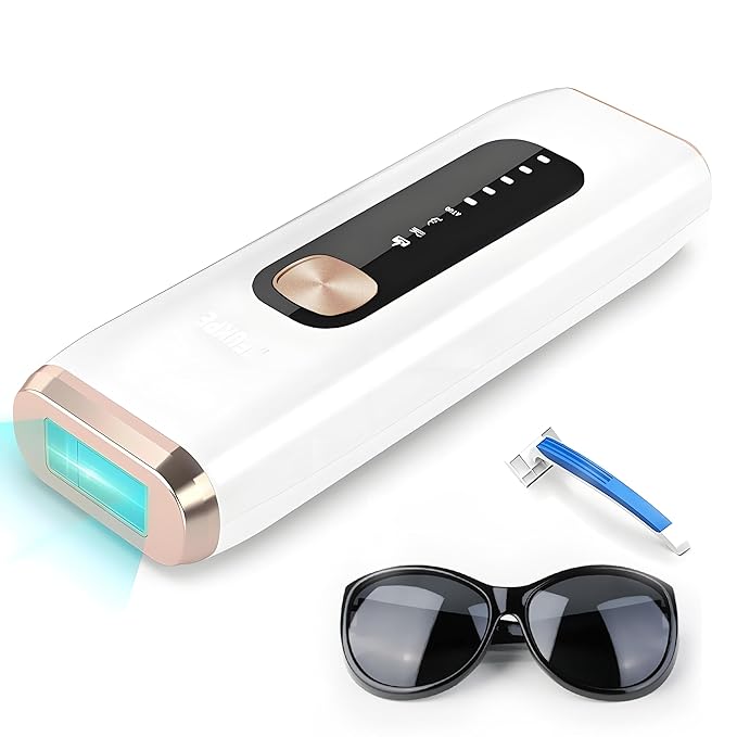 IPL Laser Hair Removal Device for Women Men at Home, Upgraded to 999,900 Flashes Permanent for Facial Legs Arms Bikini Line Whole Body Treatment (White Gold)-FemmiqueWomen