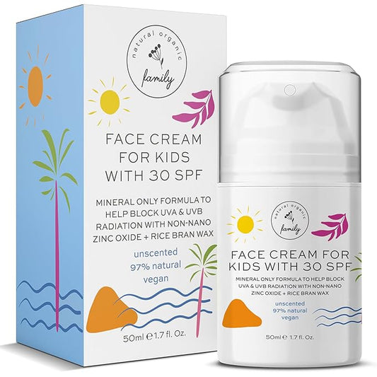 Kid Face Sunscreen Moisturizer with SPF – SPF 30 Mineral Face Sunscreen – Lightweight, Non-Greasy, Reef-Safe with Zinc Oxide & Niacinamide – Broad-Spectrum UV Protection – Daily Moisturizer for Kids-FemmiqueWomen