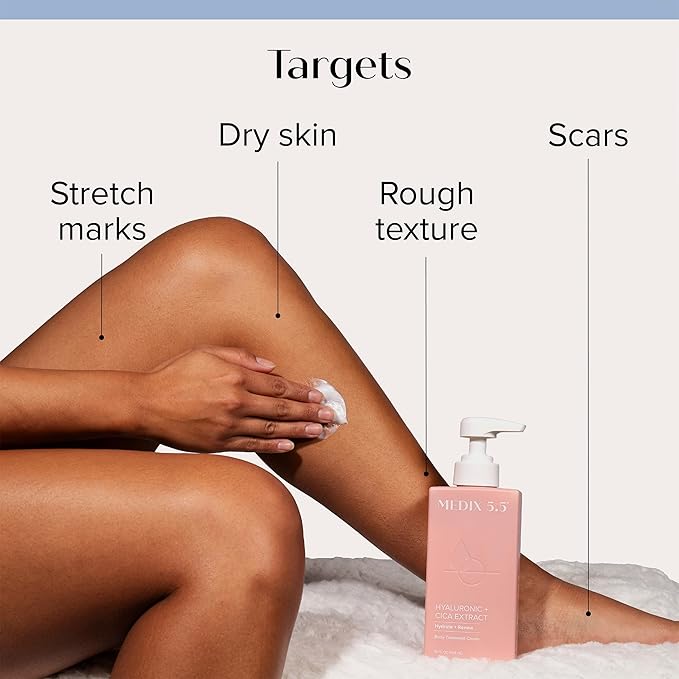 Medix 5.5 Hyaluronic Acid + Vitamin E Cream Body Lotion For Women | Hydrating Dry Skin Firming Lotion Minimizes Look Of Wrinkles, Stretch Marks, Cellulite, & Crepey Skin | Skin Care Products | 2-Pack-FemmiqueWomen