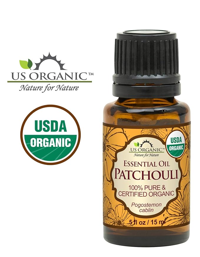 US Organic 100% Pure Patchouli Essential Oil - USDA Certified Organic, Steam Distilled - W/Euro droppers (More Size Variations Available) (15 ml / .5 fl oz)-FemmiqueWomen