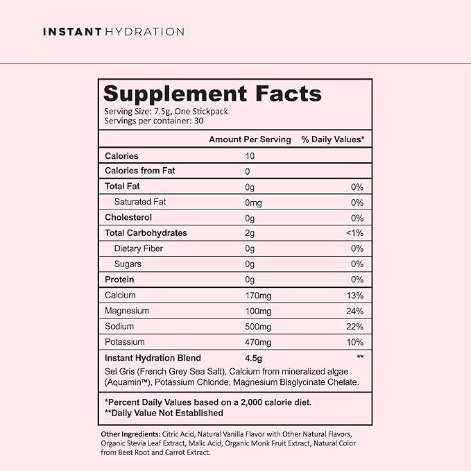 Instant Hydration Electrolytes Powder Packets - Cotton Candy Drink Mix - Zero Sugar - Keto, Vegan, Gluten-Free, Non-GMO - Boost Recovery, Brain Health, Muscle & Tissue Support- 30 Sticks-FemmiqueWomen