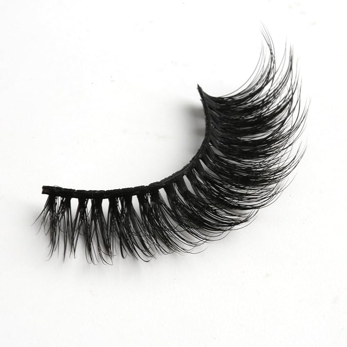 SUNWELL False Eyelashes 15mm Mink Lashes Cat Eye Lashes 8D Fluffy Wispy Foxy Eye Fake Lashes Strips Natural Look Faux Mink Lashes 10 Pairs Pack-FemmiqueWomen