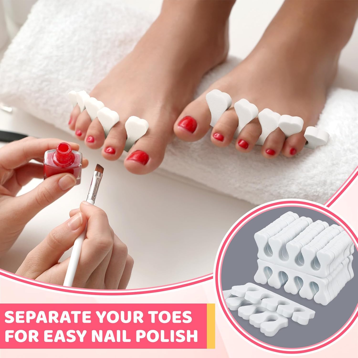 300 Pcs Sponge Toe Separators for Nail Polish Bulk Finger Separators Toe Divider Spacer Pedicure Correct Foot Manicure Coating Gel Painting Soft Pedicure Supplies for Men Women, White-FemmiqueWomen