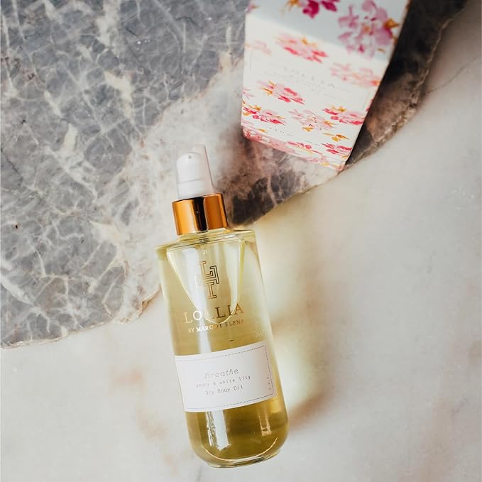 LOLLIA Breathe Dry Body Oil, 6.8 Fl. Oz. – Peony & White Lily – Women’s Scented, Moisturizing, Dry Body Oil for Women, For All Skin Types-FemmiqueWomen