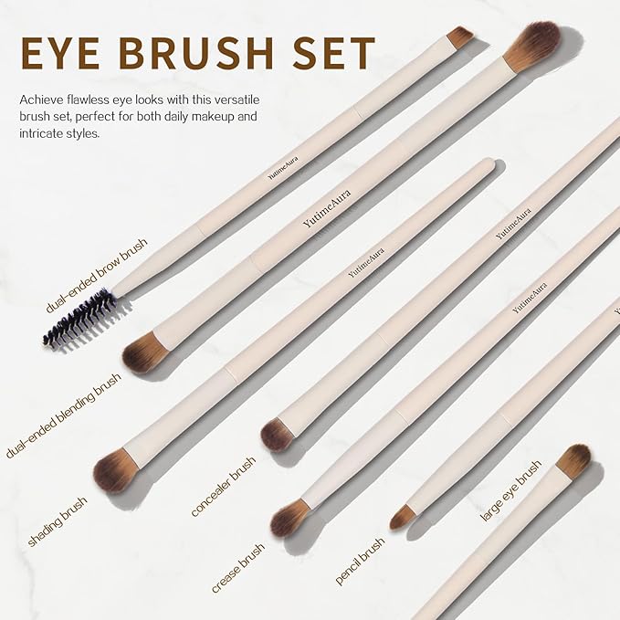 Makeup Brush Set 10pc, Dual-Ended Makeup Brushes For Bronzer, Contour, Eyeshadow, Blush, Concealer & Foundation Application-FemmiqueWomen